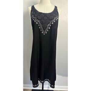 Raya Sun Black Sleeveless Dress Women"s Size XL Crochet Embroidered